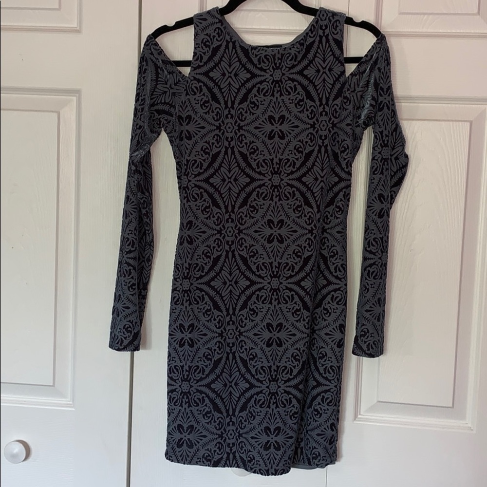 Velvet cold shoulder dress